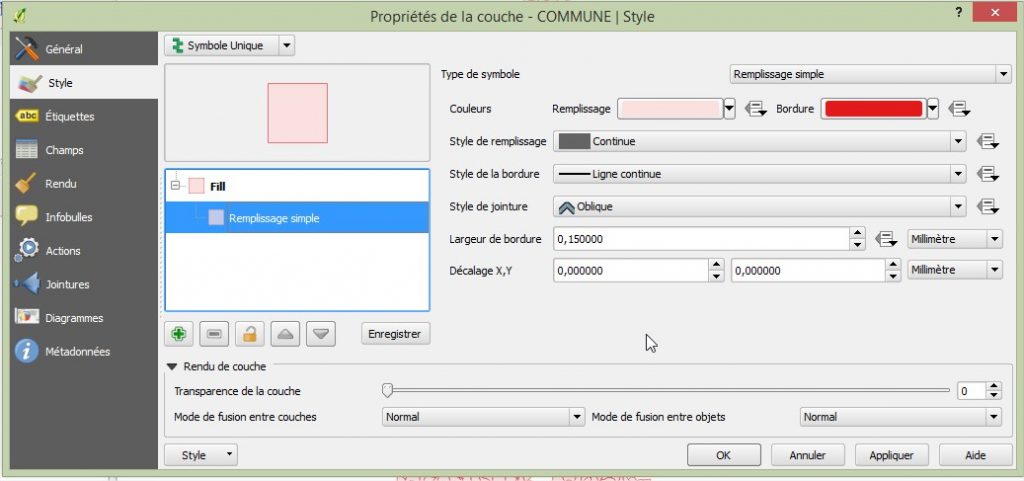 Impuls'Map - Tutoriel - Effectuer Analyse Thématique Qgis - Onglet Style