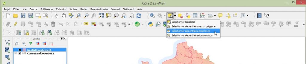 Impuls'Map - Tutoriel - Effectuer Pochoir Masque QGIS - Sélection Entités Main Levée