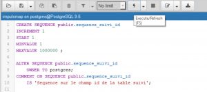 Tutoriel Impuls'Map - Trigger suivi mises à jour PostgreSQL PostGIS - Create Sequence