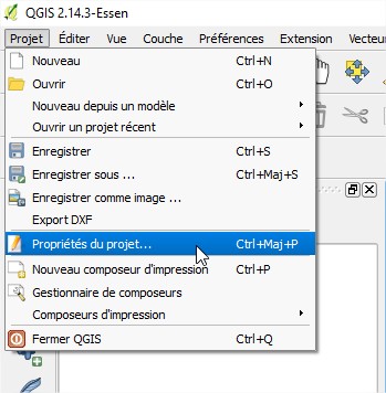 Impuls'Map - Tutoriel - Exploiter OSM QGIS - QGIS Propriétés du projet